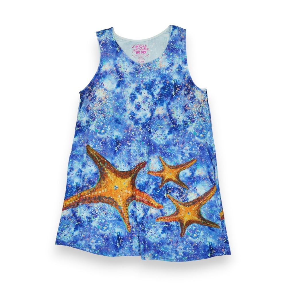 Leoma Lovegrove Tie Dye Sleveless Dress Size XL Women's Blue‎ ~ EUC